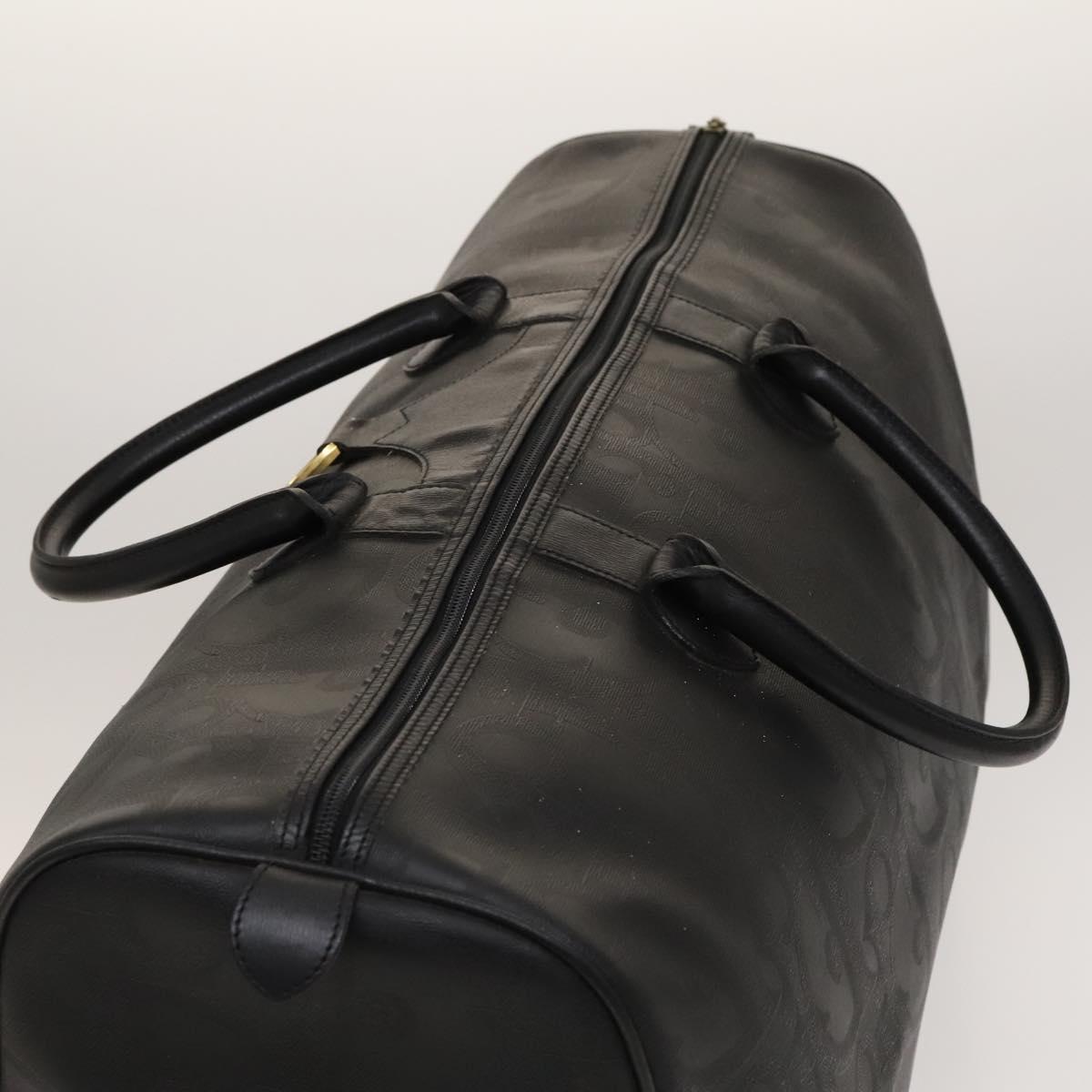 Christian Dior Trotter Canvas Boston Bag Black Gold Auth SW984