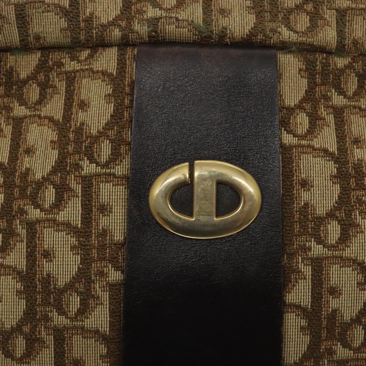 Christian Dior Trotter Canvas Shoulder Bag Brown Gold Auth SW985