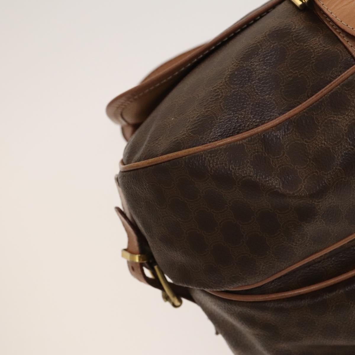 CELINE Macadam Canvas Shoulder Bag PVC Leather Brown Gold Auth SW988