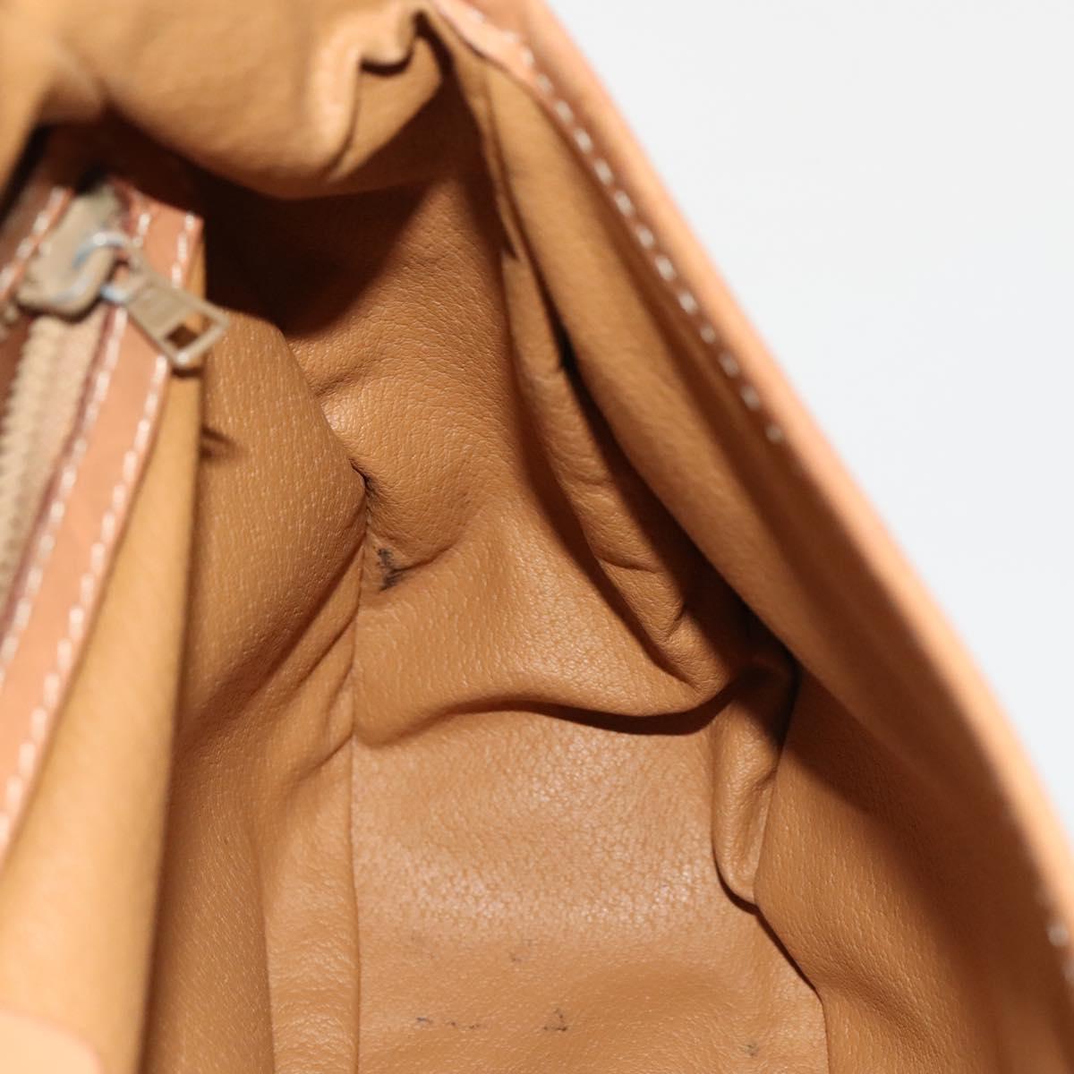 CELINE Macadam Canvas Shoulder Bag PVC Leather Brown Gold Auth SW988