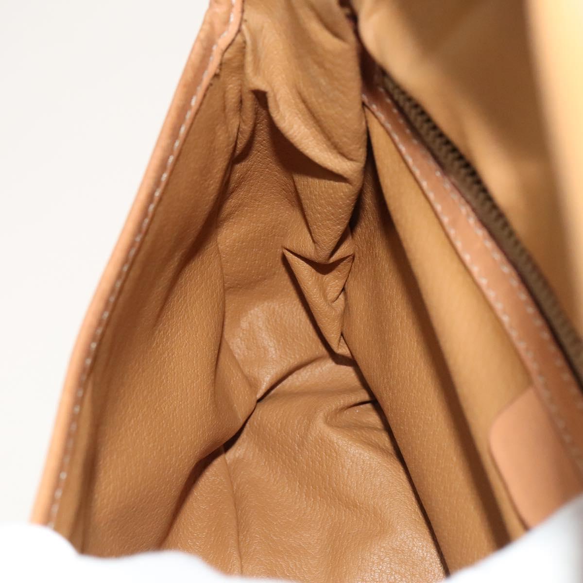 CELINE Macadam Canvas Shoulder Bag PVC Leather Brown Gold Auth SW988