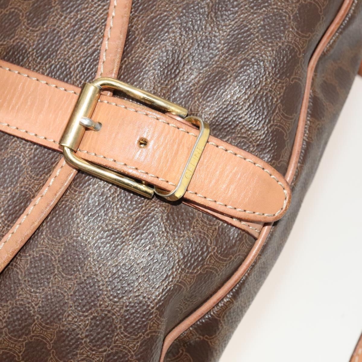 CELINE Macadam Canvas Shoulder Bag PVC Leather Brown Gold Auth SW988