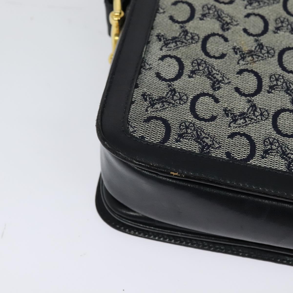 CELINE C Sulky Shoulder Bag Canvas Navy Gold Auth SW991