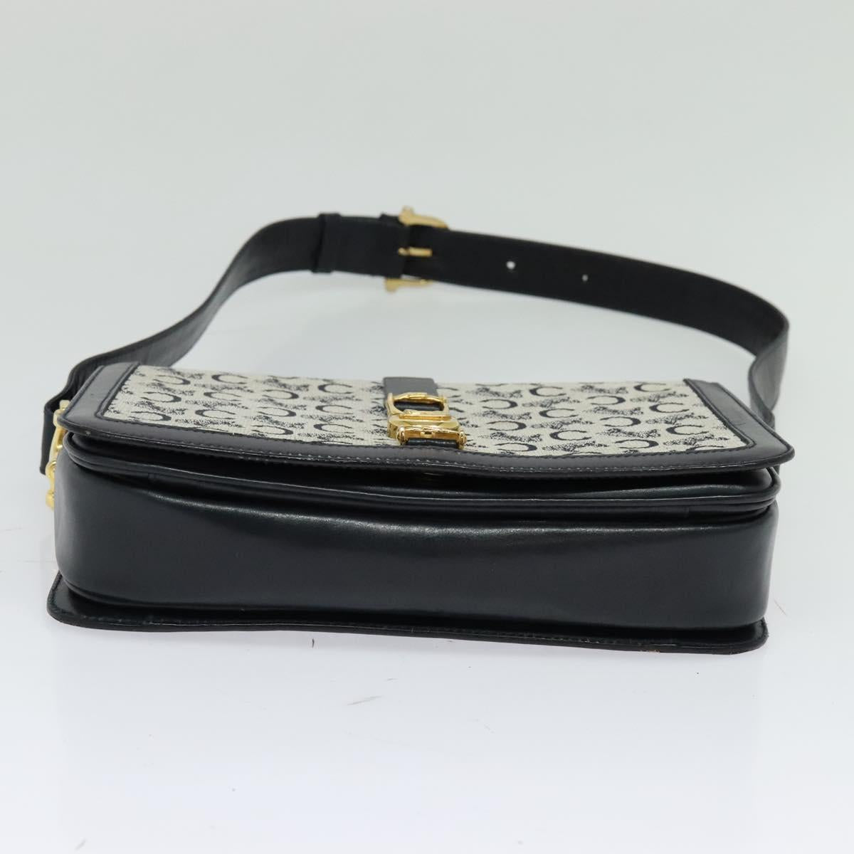 CELINE C Sulky Shoulder Bag Canvas Navy Gold Auth SW991