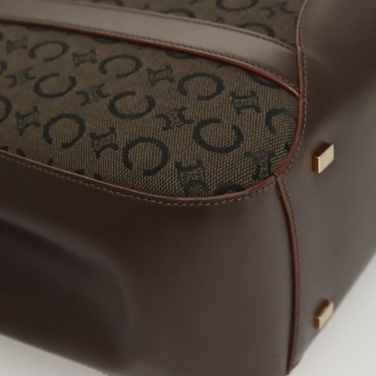 CELINE C Macadam Canvas Hand Bag Brown Gold Auth SW992