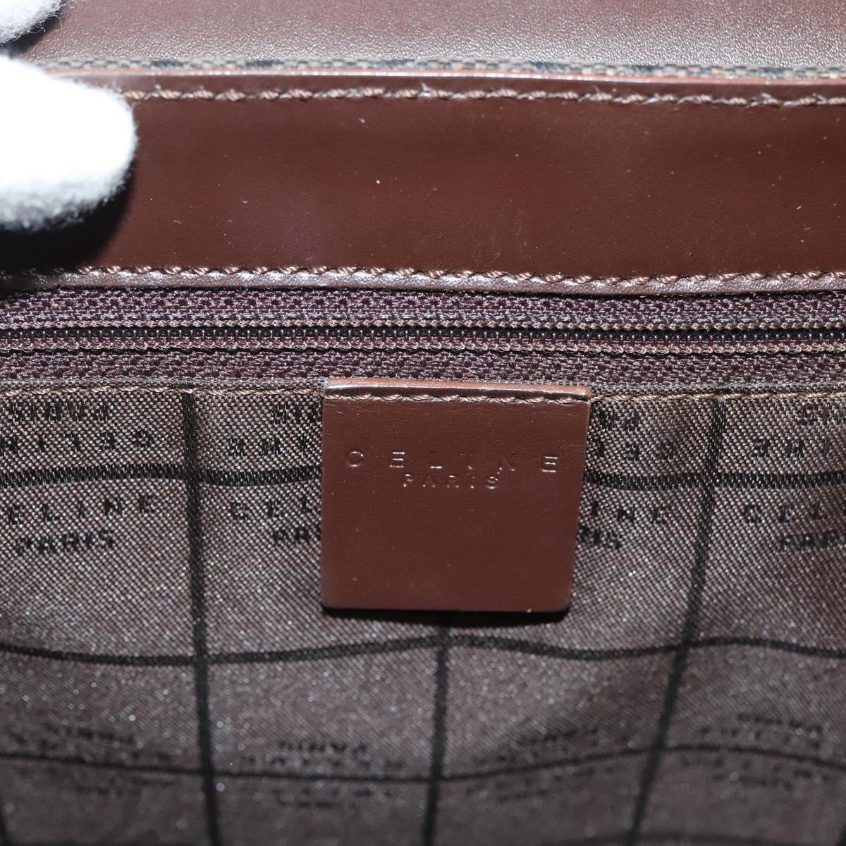 CELINE C Macadam Canvas Hand Bag Brown Gold Auth SW992