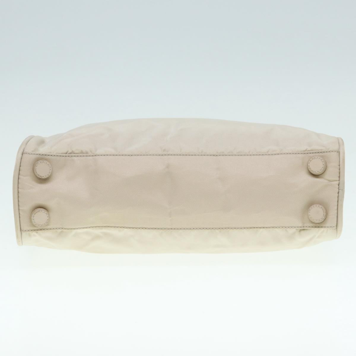 PRADA Hand Bag Nylon Beige Silver Auth tb1164