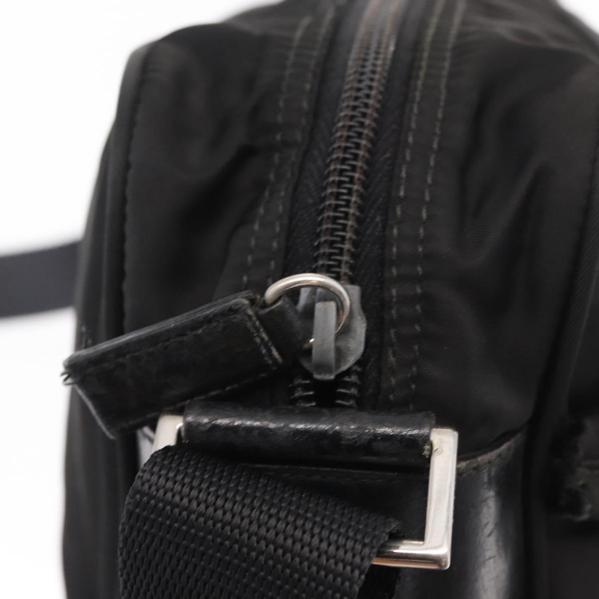 PRADA Shoulder Bag Nylon Black Silver Auth tb1252