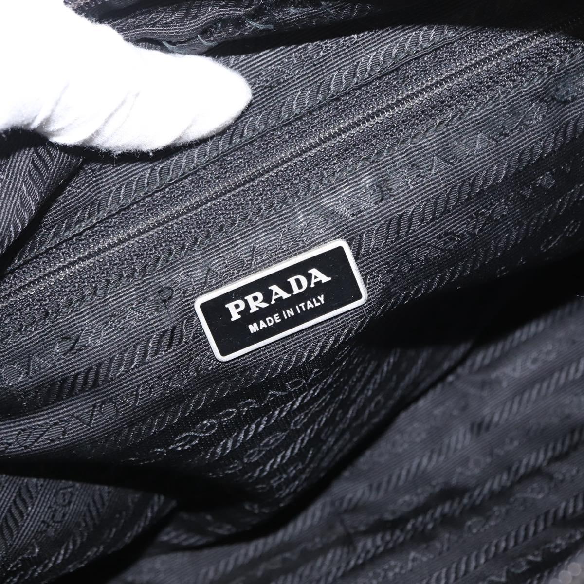 PRADA Shoulder Bag Nylon Black Silver Auth tb1252