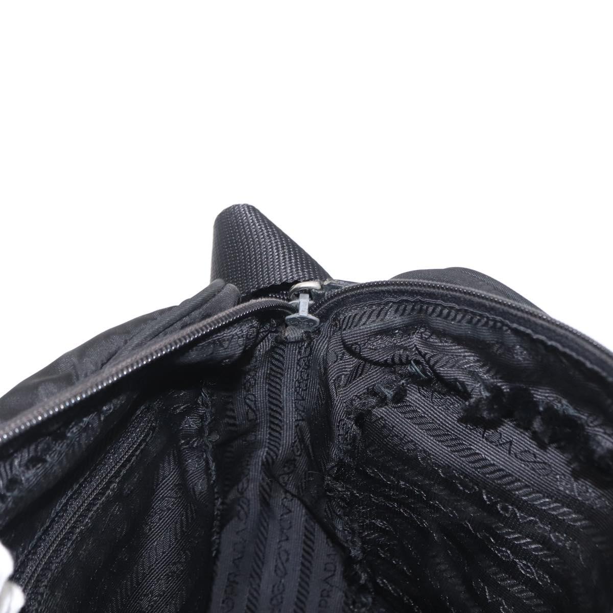 PRADA Shoulder Bag Nylon Black Silver Auth tb1252