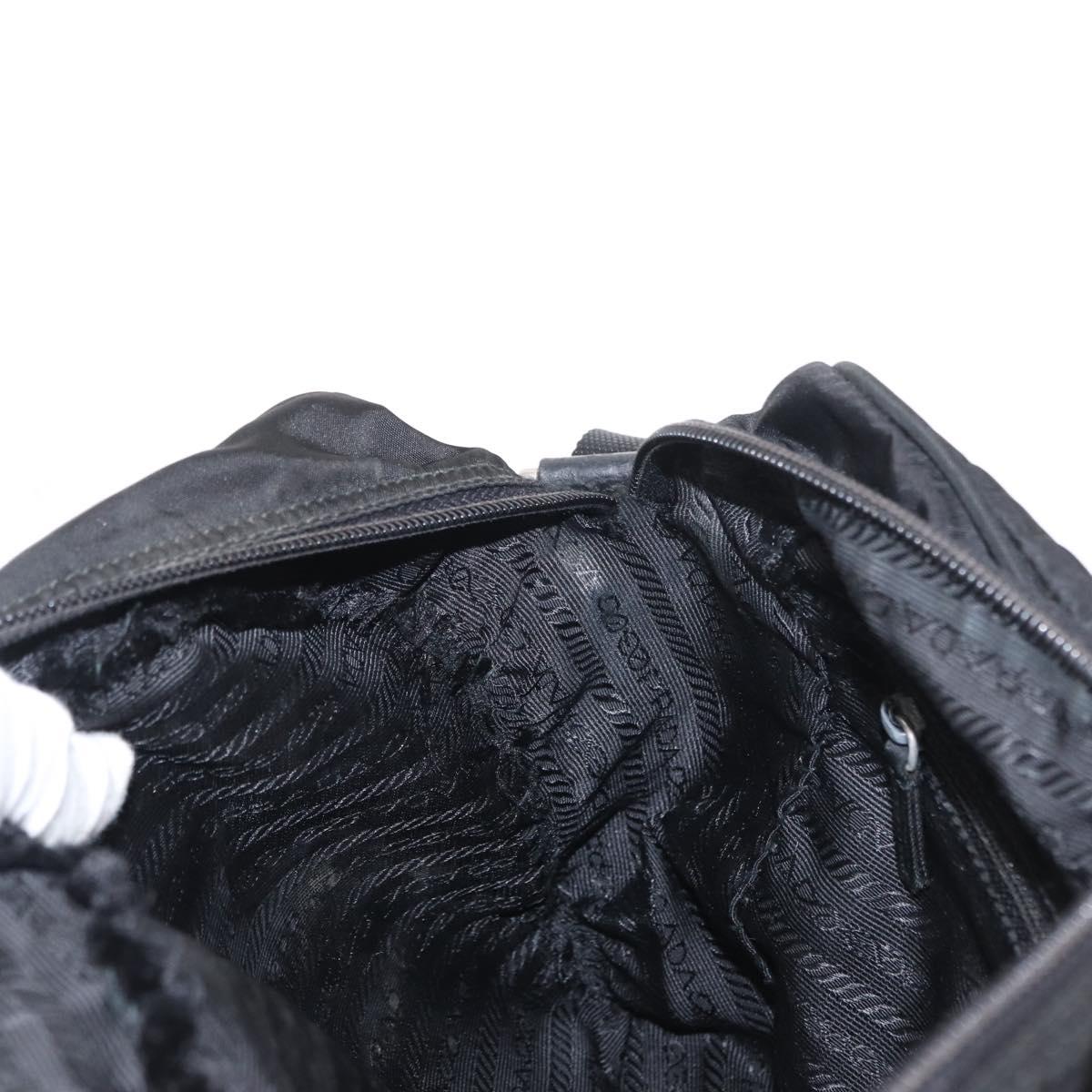 PRADA Shoulder Bag Nylon Black Silver Auth tb1252