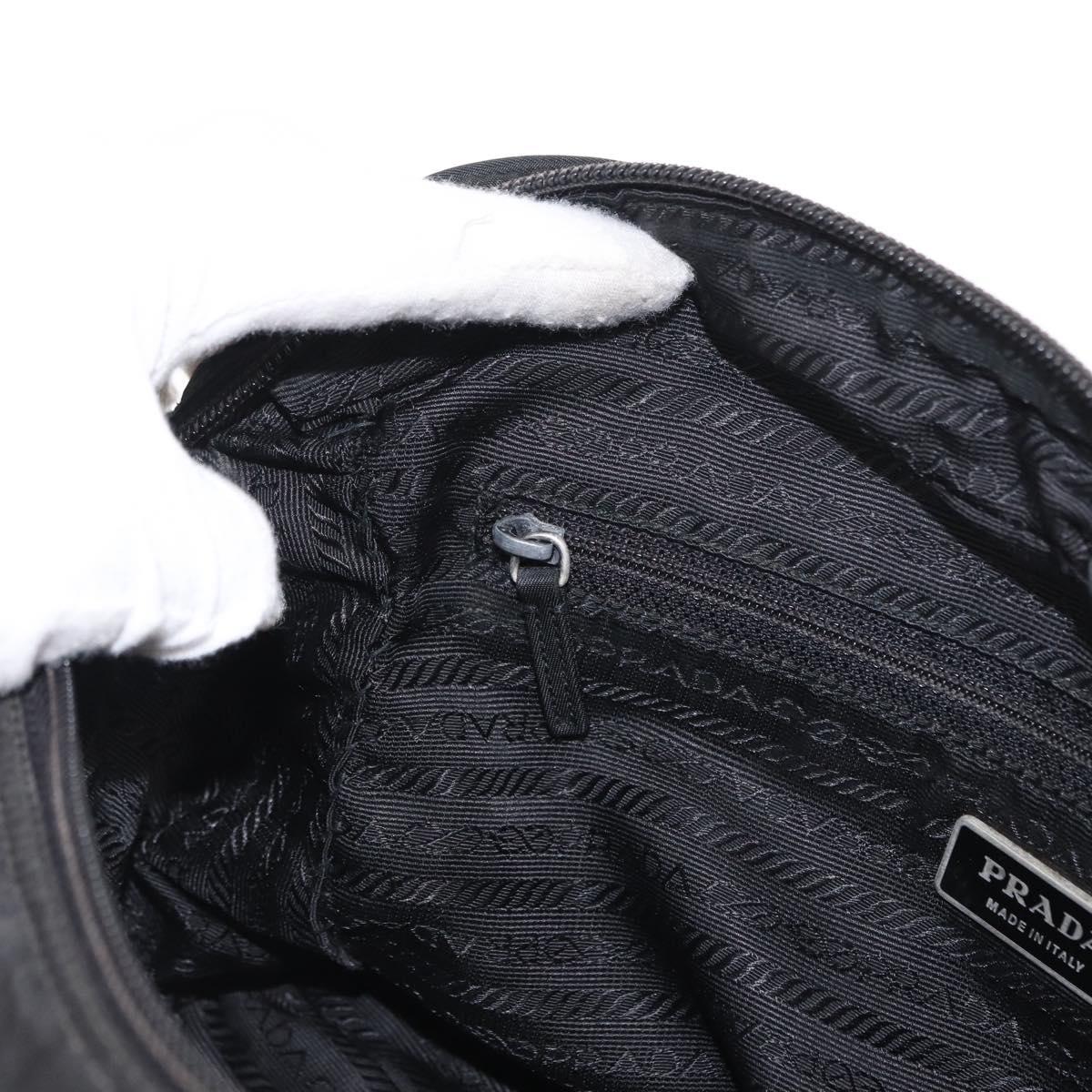 PRADA Shoulder Bag Nylon Black Silver Auth tb1252