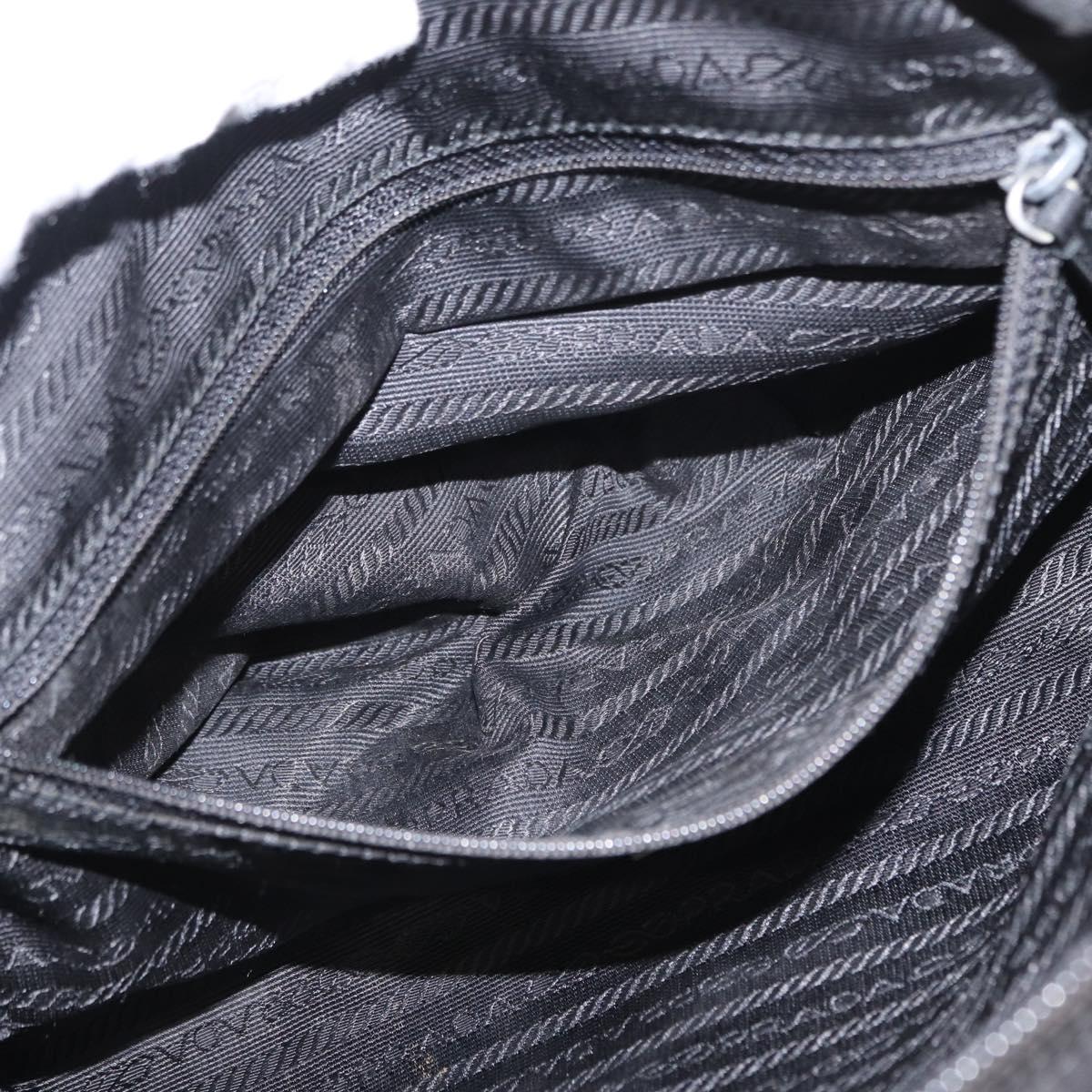 PRADA Shoulder Bag Nylon Black Silver Auth tb1252