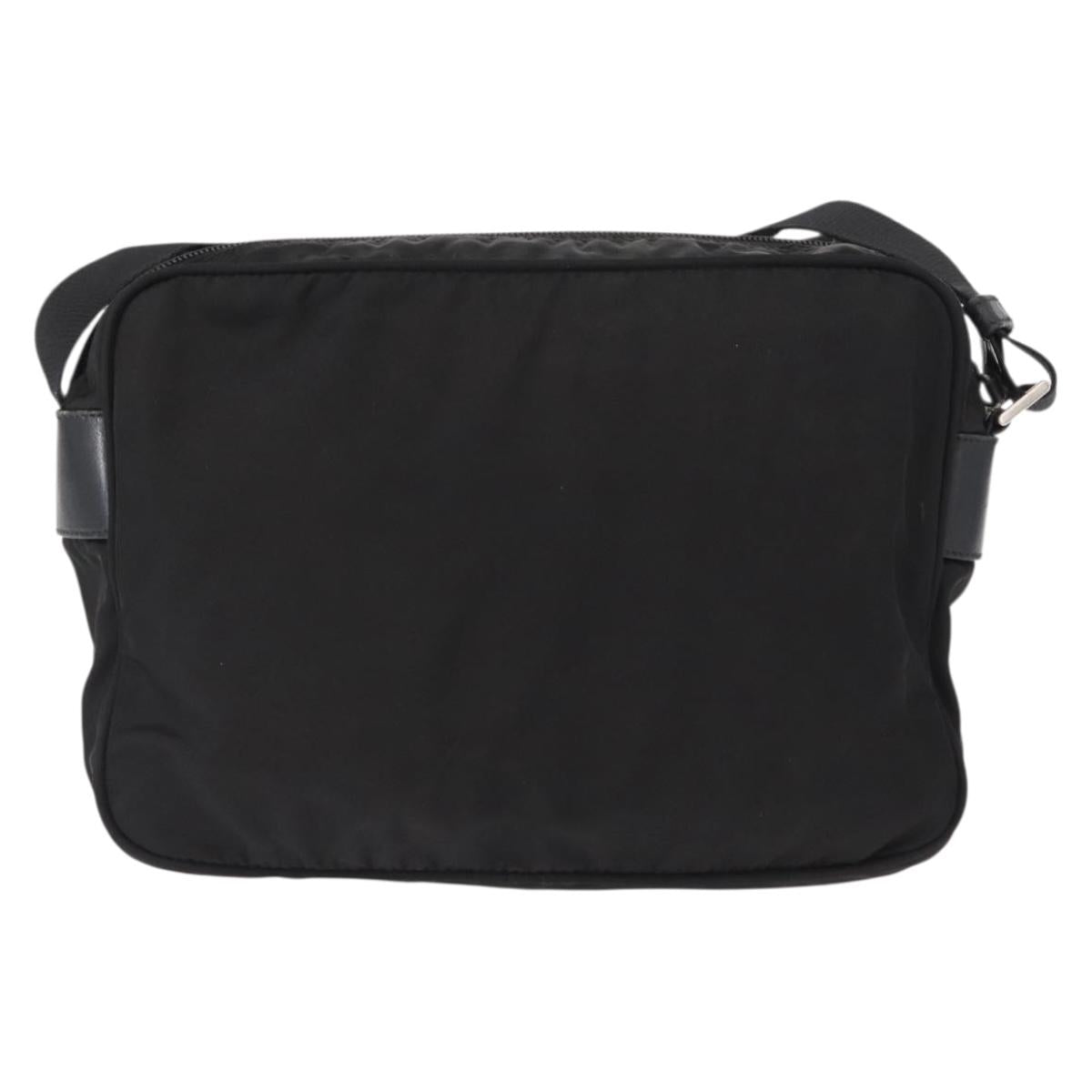 PRADA Shoulder Bag Nylon Black Silver Auth tb1252
