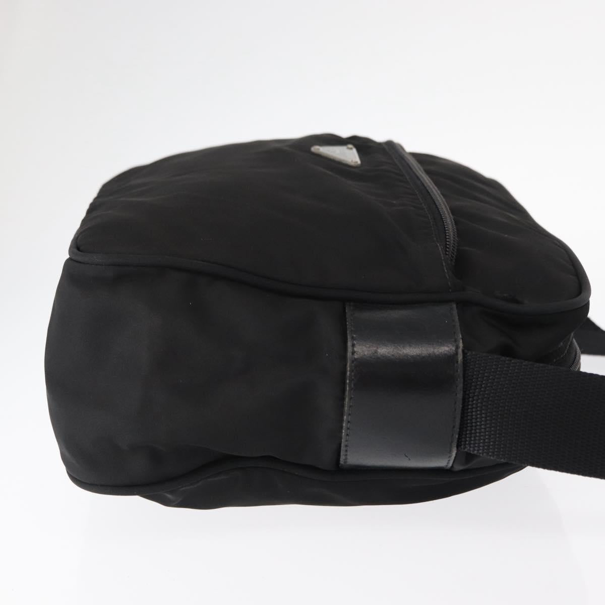 PRADA Shoulder Bag Nylon Black Silver Auth tb1252