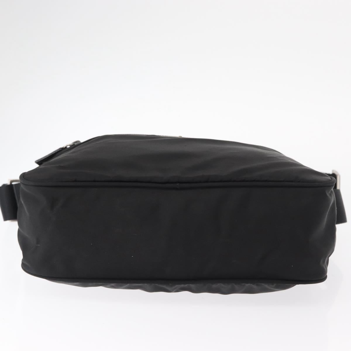 PRADA Shoulder Bag Nylon Black Silver Auth tb1252
