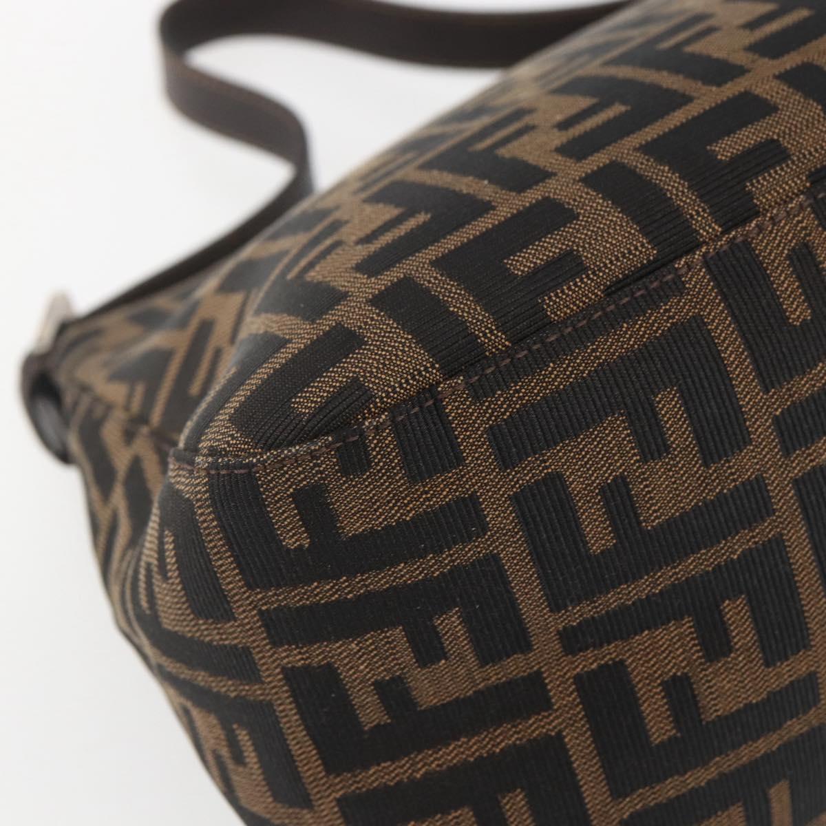 FENDI Zucca Canvas Mamma Baguette Shoulder Bag Black Brown Auth tb1254V