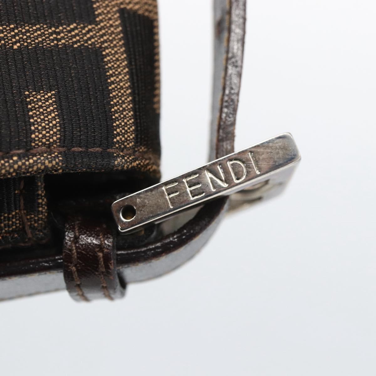 FENDI Zucca Canvas Mamma Baguette Shoulder Bag Black Brown Auth tb1254V