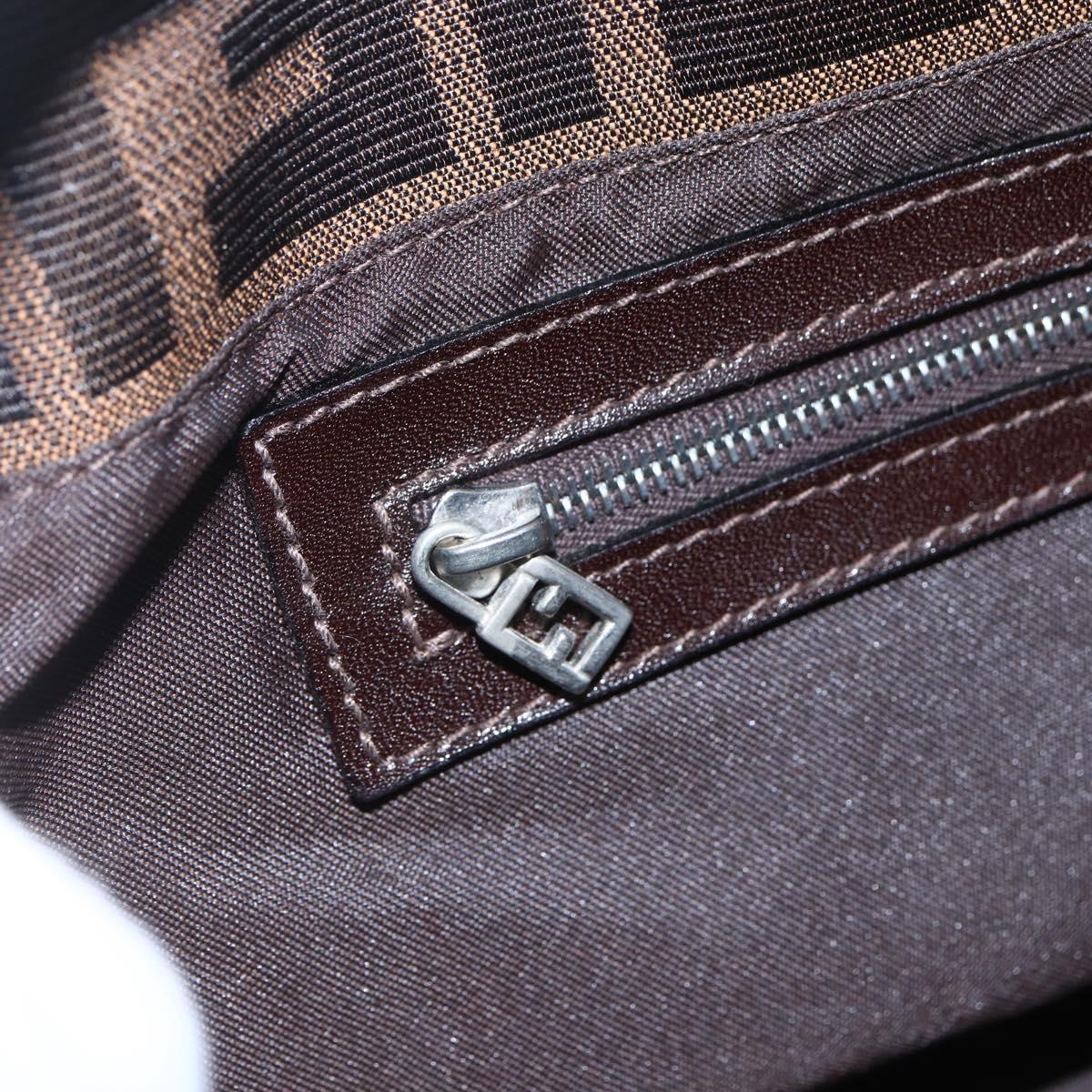 FENDI Zucca Canvas Mamma Baguette Shoulder Bag Black Brown Auth tb1254V