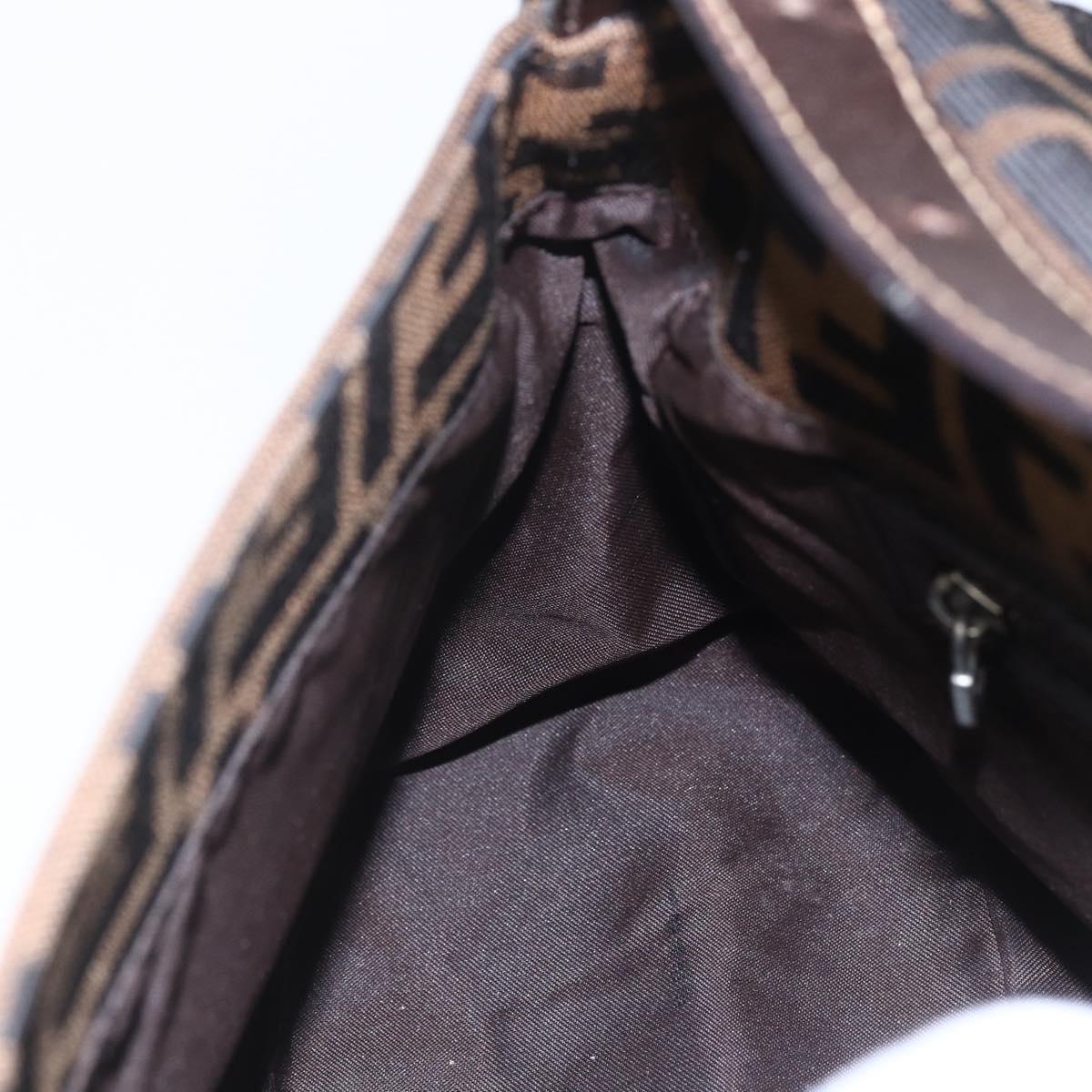 FENDI Zucca Canvas Mamma Baguette Shoulder Bag Black Brown Auth tb1254V