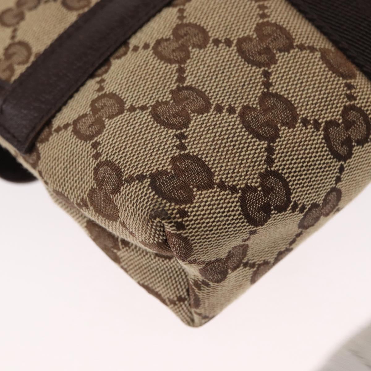 GUCCI GG Canvas Waist Bag Beige Silver 131236 Auth tb1255