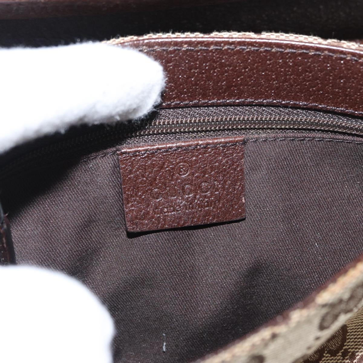 GUCCI GG Canvas Waist Bag Beige Silver 131236 Auth tb1255