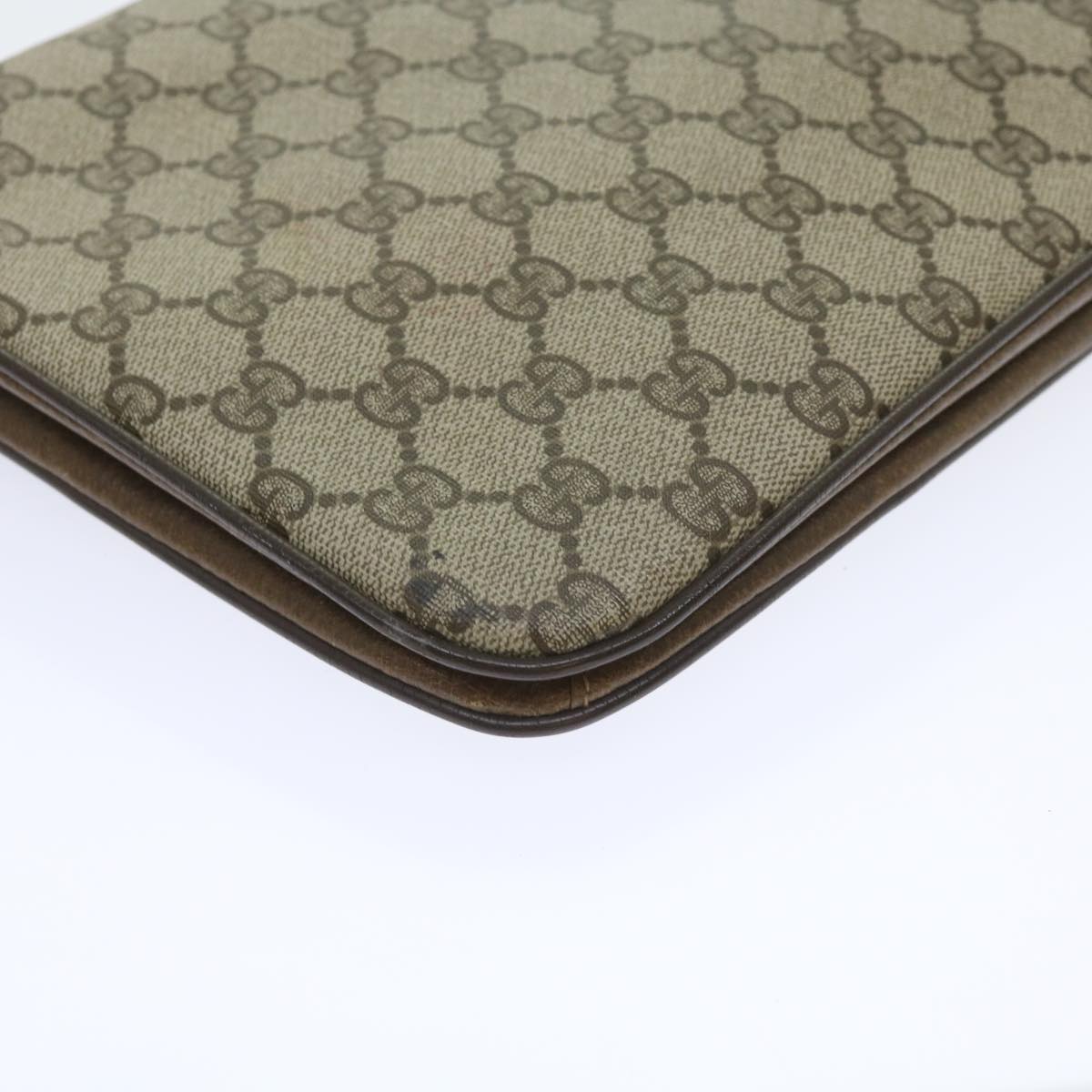 GUCCI GG Supreme Shoulder Bag PVC Leather Beige Auth th4221