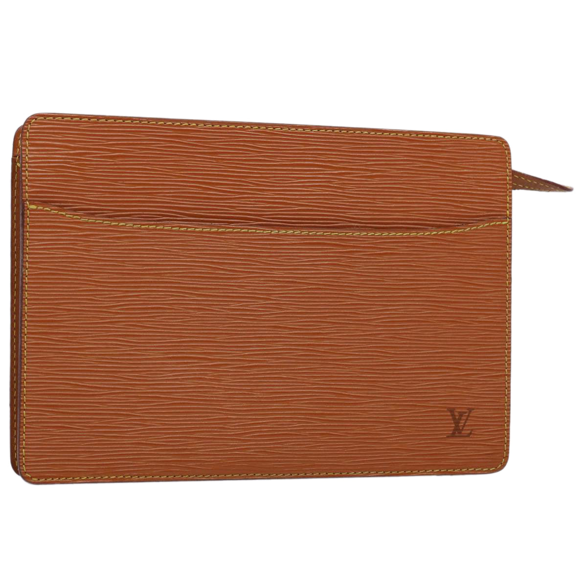 LOUIS VUITTON Epi Pochette Homme Clutch Bag Brown Zipang gold M52528 Auth th4383
