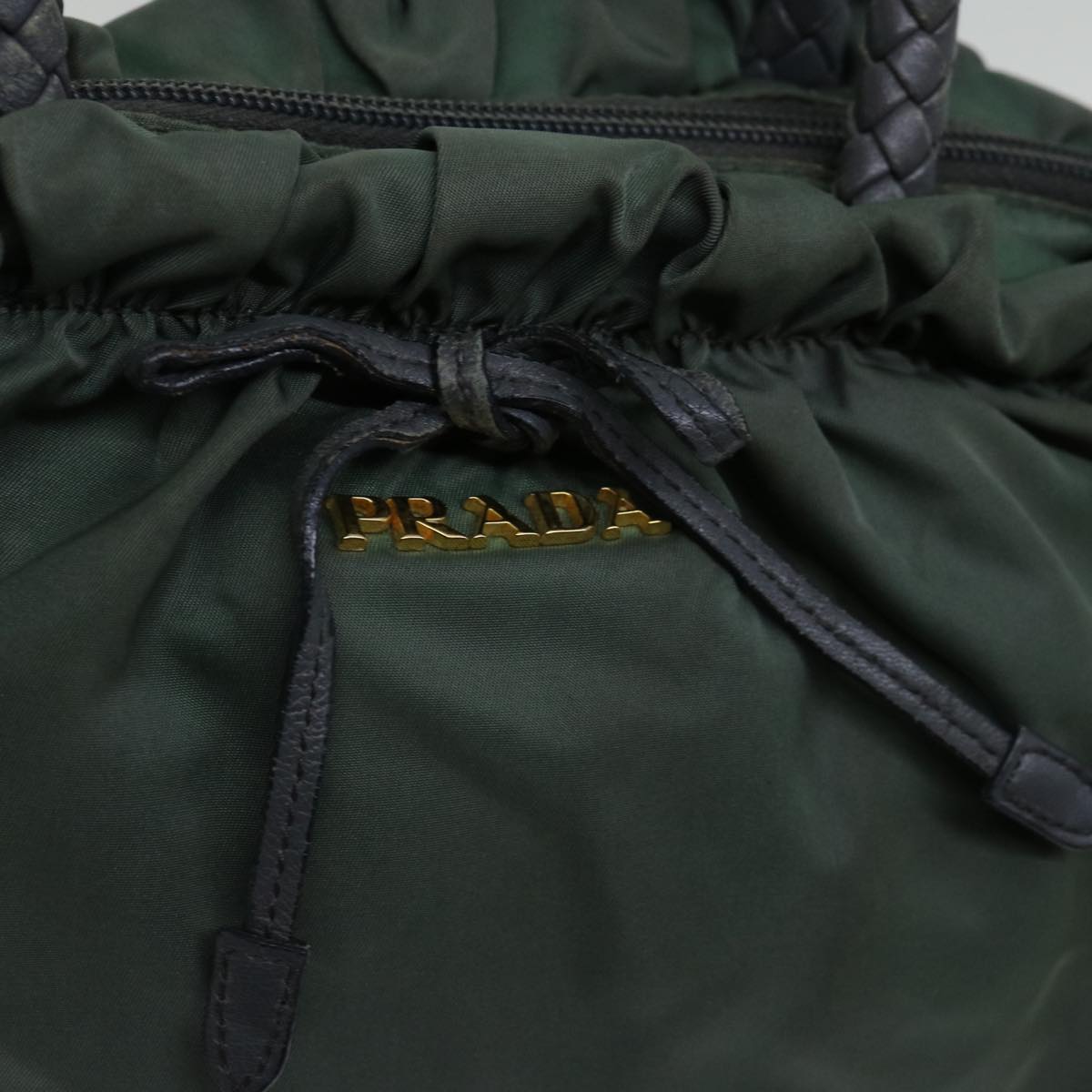 PRADA Hand Bag Nylon 2way Green Auth th4577