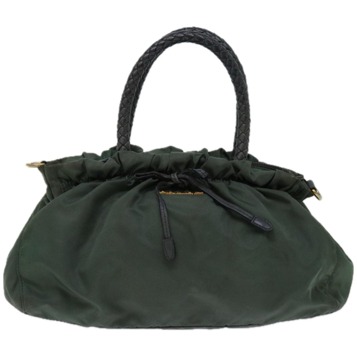 PRADA Hand Bag Nylon 2way Green Auth th4577