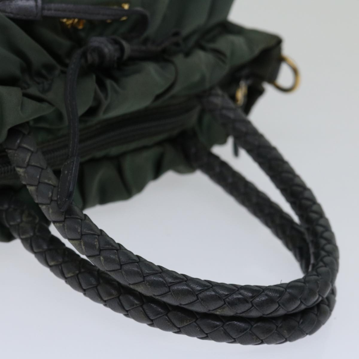 PRADA Hand Bag Nylon 2way Green Auth th4577