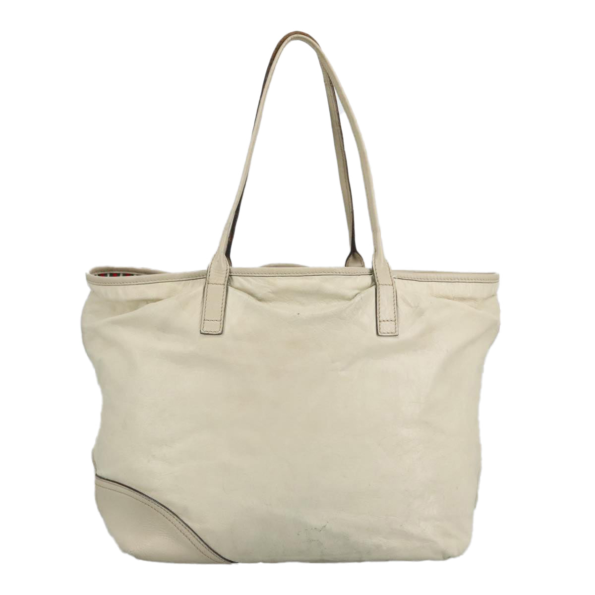 GUCCI Tote Bag Leather Beige Gold 169945 Auth th5379