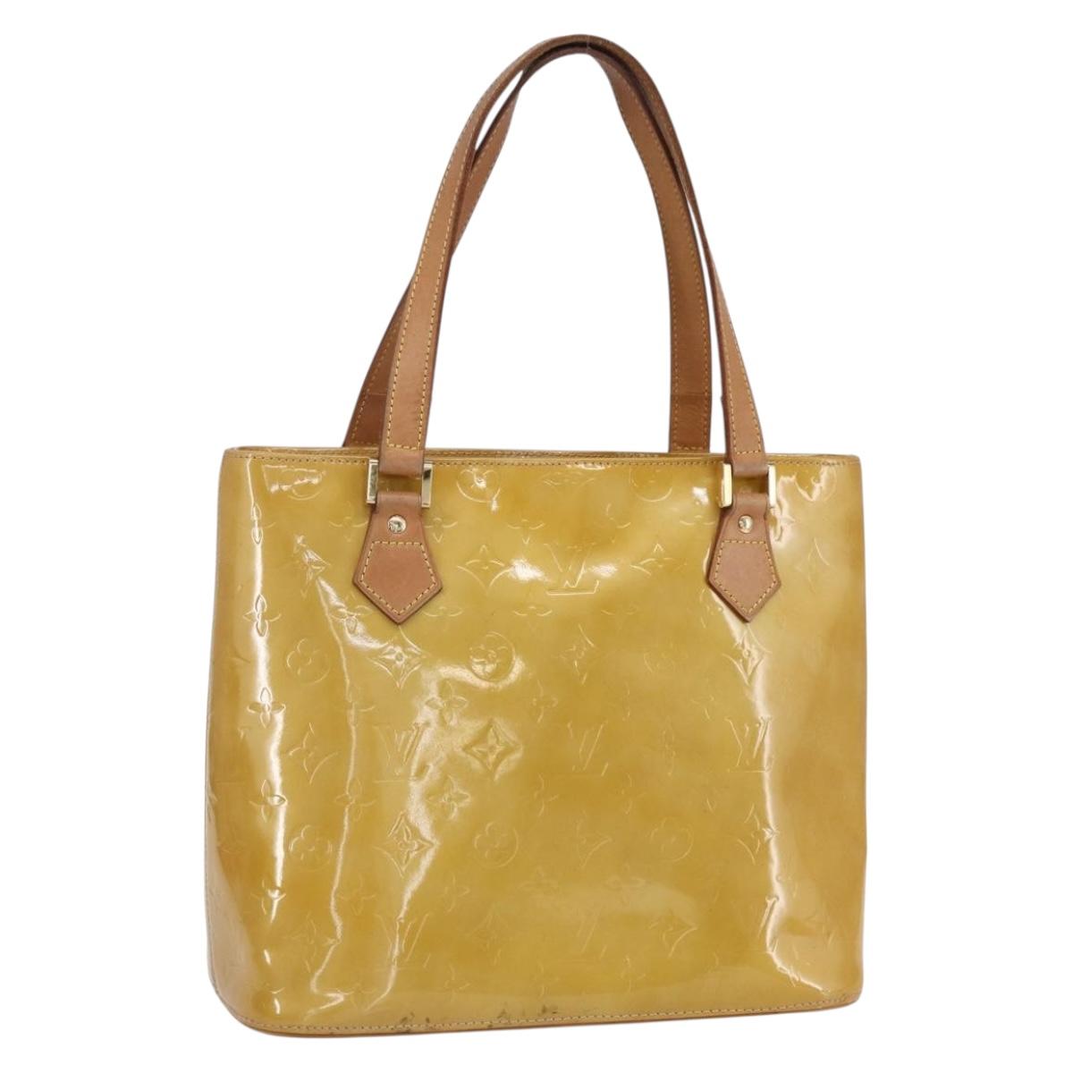 LOUIS VUITTON Monogram Vernis Houston Hand Bag Beige M91004 LV Auth th5476