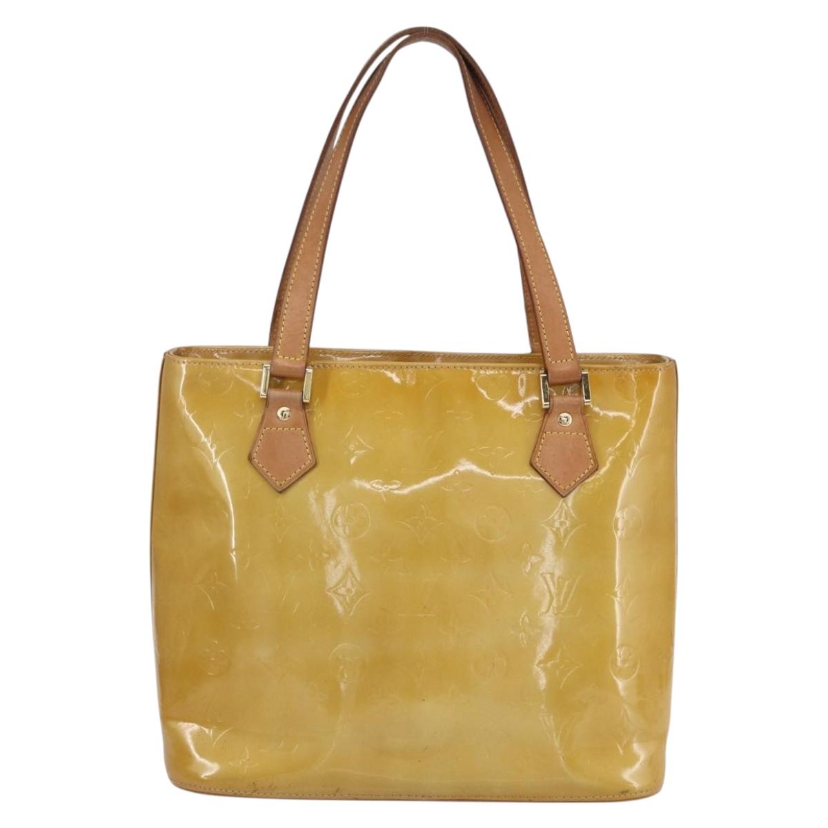 LOUIS VUITTON Monogram Vernis Houston Hand Bag Beige M91004 LV Auth th5476