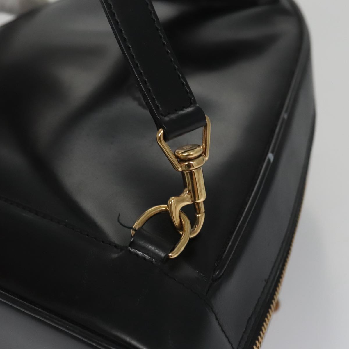 GUCCI Bamboo Body Bag Patent leather Black Gold 003 3444 0127 Auth th5494