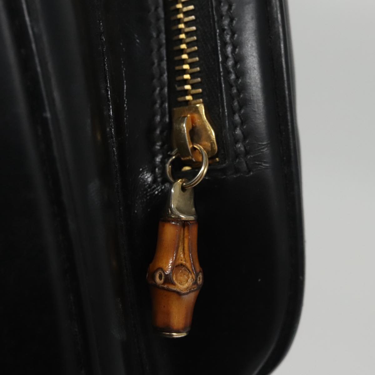 GUCCI Bamboo Body Bag Patent leather Black Gold 003 3444 0127 Auth th5494