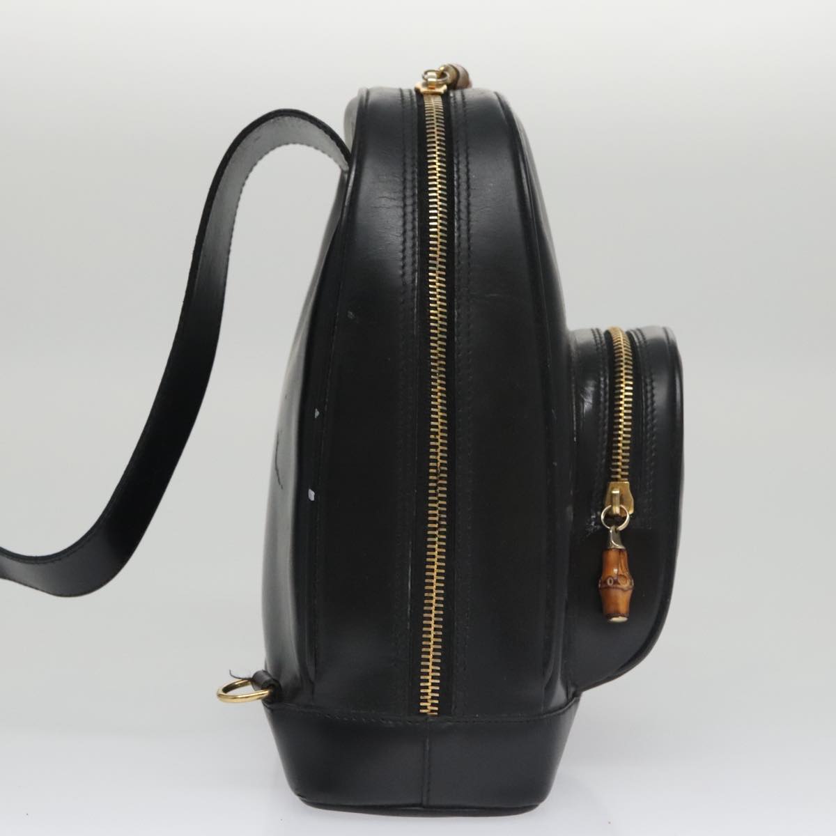 GUCCI Bamboo Body Bag Patent leather Black Gold 003 3444 0127 Auth th5494