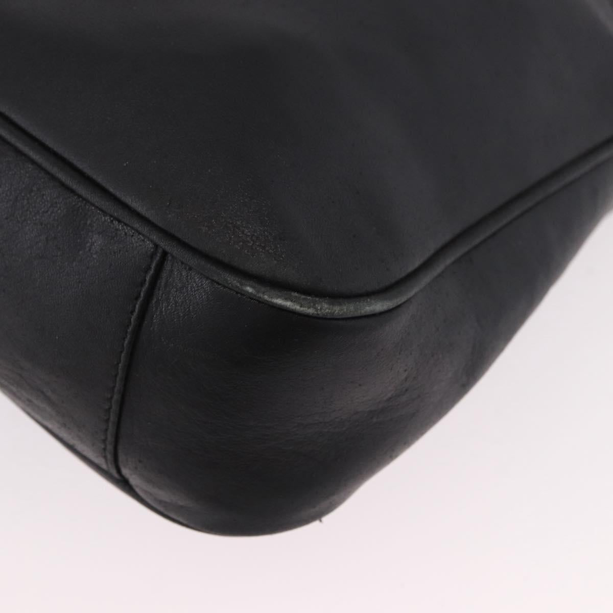 GUCCI Bamboo Hand Bag Leather 2way Black Gold 001 1705 1638 Auth th5549