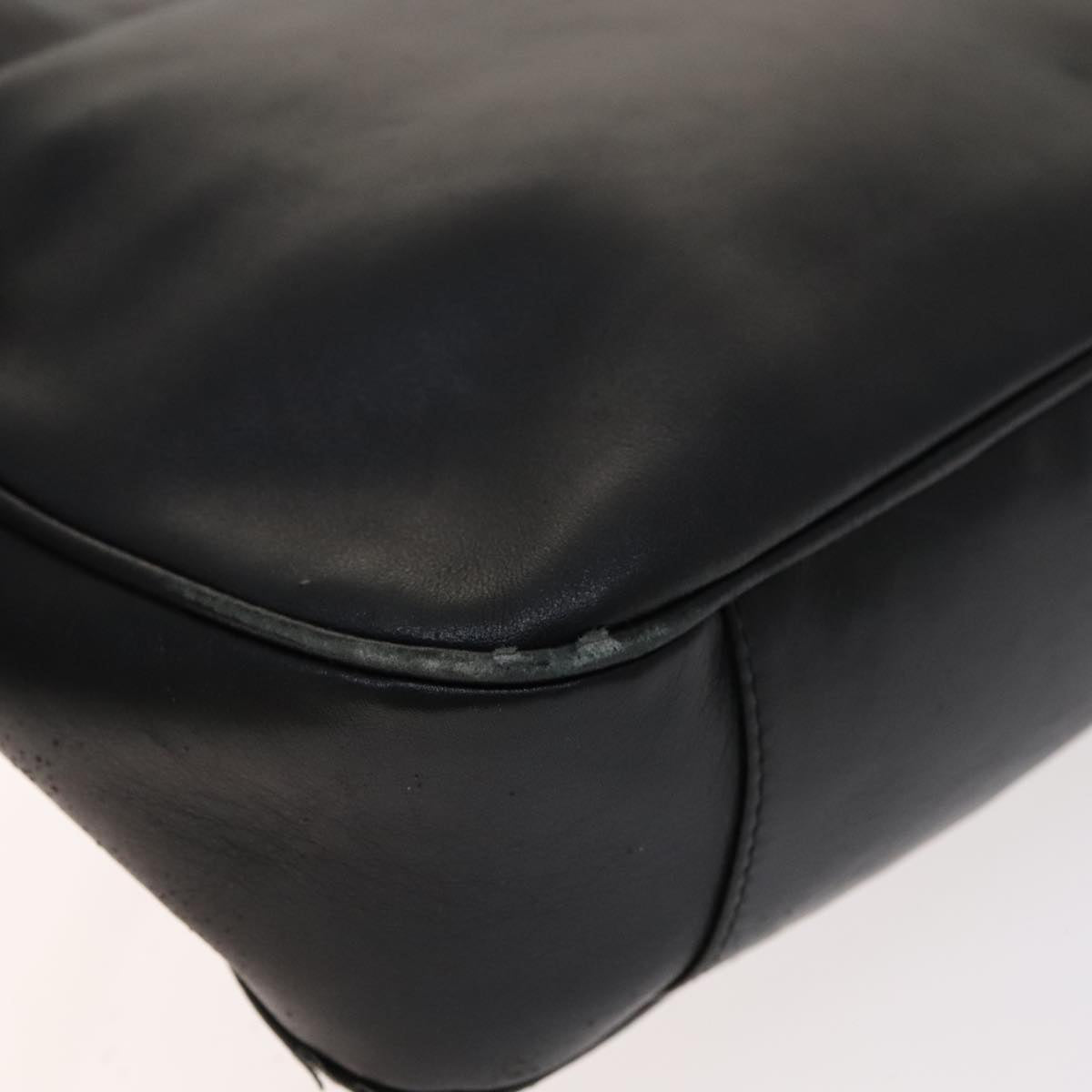 GUCCI Bamboo Hand Bag Leather 2way Black Gold 001 1705 1638 Auth th5549