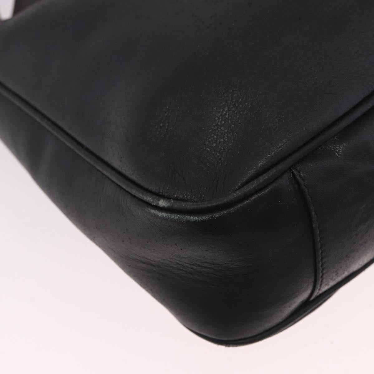 GUCCI Bamboo Hand Bag Leather 2way Black Gold 001 1705 1638 Auth th5549