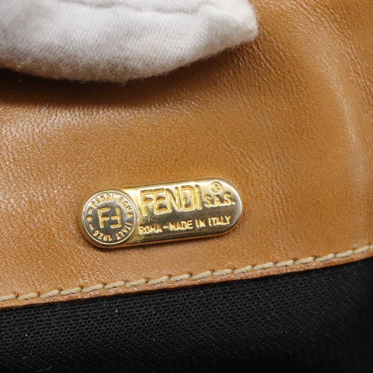 FENDI Pecan Canvas Shoulder Bag PVC Leather Brown Auth th5553
