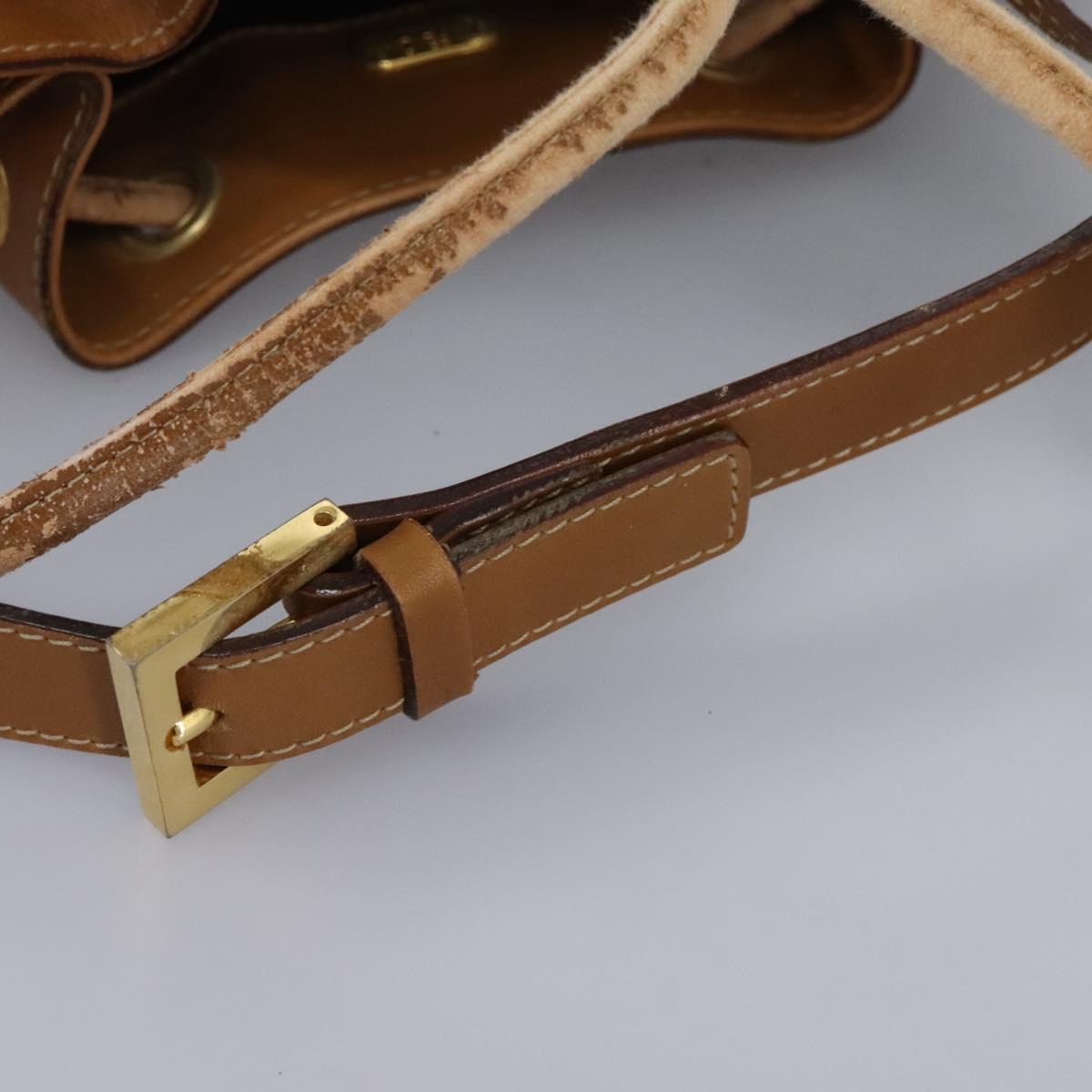 FENDI Pecan Canvas Shoulder Bag PVC Leather Brown Auth th5553
