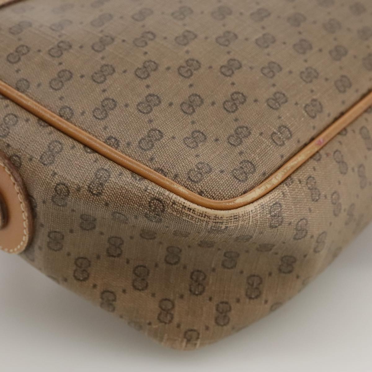 GUCCI Micro GG Supreme Web Sherry Line Shoulder Bag PVC Beige Red Auth th5563