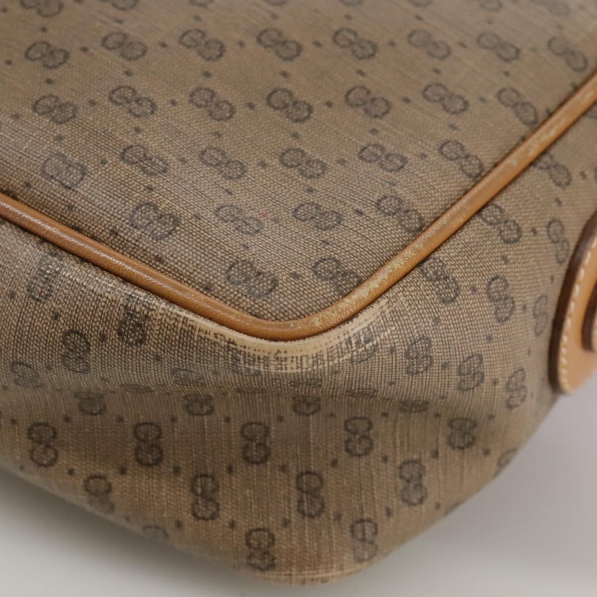 GUCCI Micro GG Supreme Web Sherry Line Shoulder Bag PVC Beige Red Auth th5563