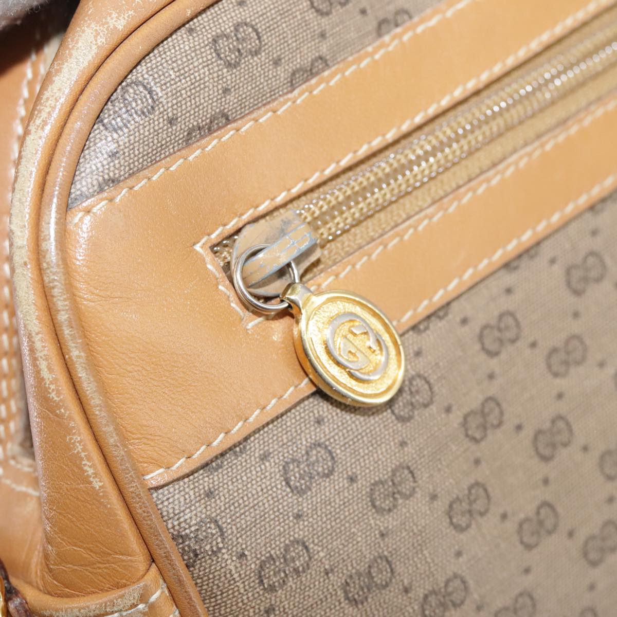 GUCCI Micro GG Supreme Web Sherry Line Shoulder Bag PVC Beige Red Auth th5563
