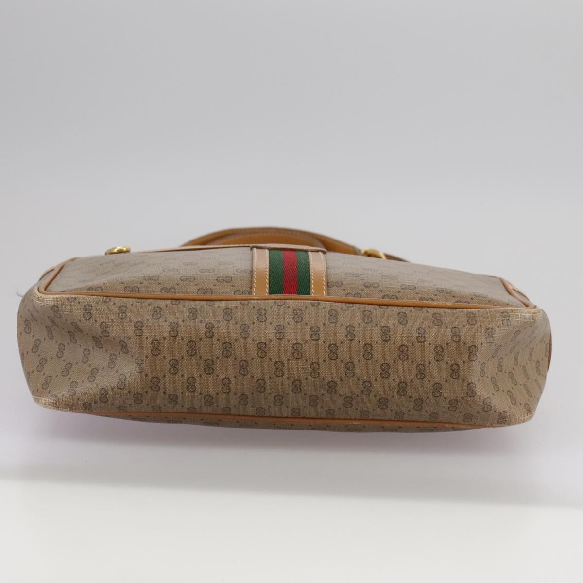 GUCCI Micro GG Supreme Web Sherry Line Shoulder Bag PVC Beige Red Auth th5563