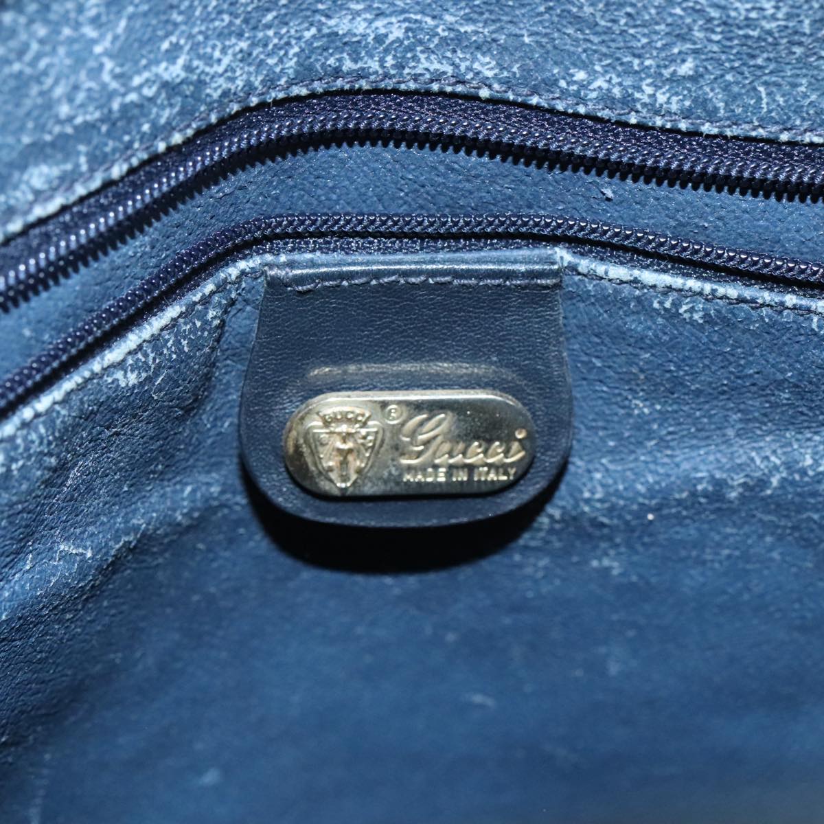 GUCCI Micro GG Supreme Hand Bag PVC 2way Navy Gold 002 58 0033 Auth th5567