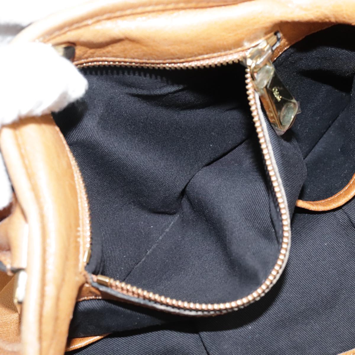 Chloe Etel Hand Bag Leather Brown Gold Auth th5573