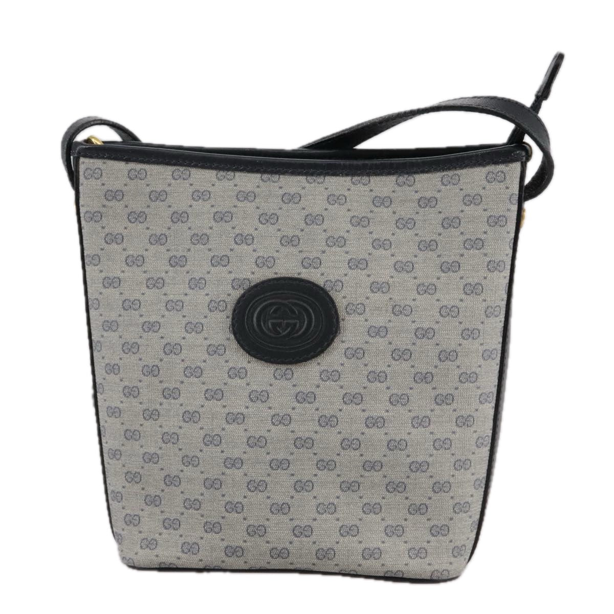 GUCCI Micro GG Supreme Shoulder Bag PVC Navy Gold 007 89 1095 Auth th5584