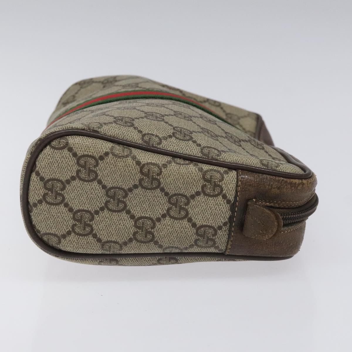 GUCCI GG Supreme Web Sherry Line Clutch Bag PVC Beige Red 56 01 012 Auth th5648